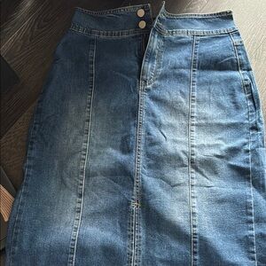 Stylish Denim Skirt with Button Detail 29 inches long